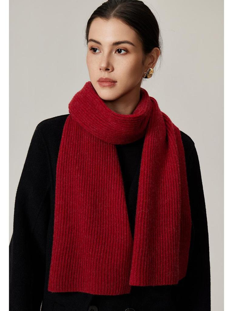 Women's High-End Korean-Style Wool-Cashmere Scarf: 7% Cashmere, 93% Knitted Wool, Perfect for Autumn and Winter.