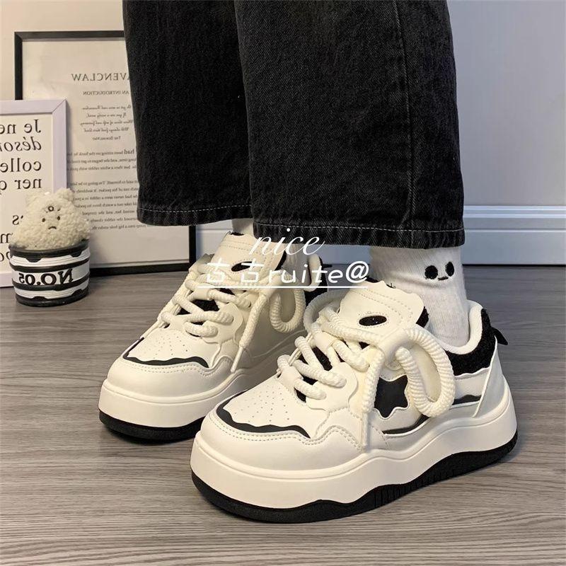 Star thick baseplate shoes women's spring summer new style niche design versatile student white shoes tide