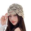 Women's Spring and Summer Thin Shell Pattern Handmade Hollow Knitted Slouchy Pull-On Hat