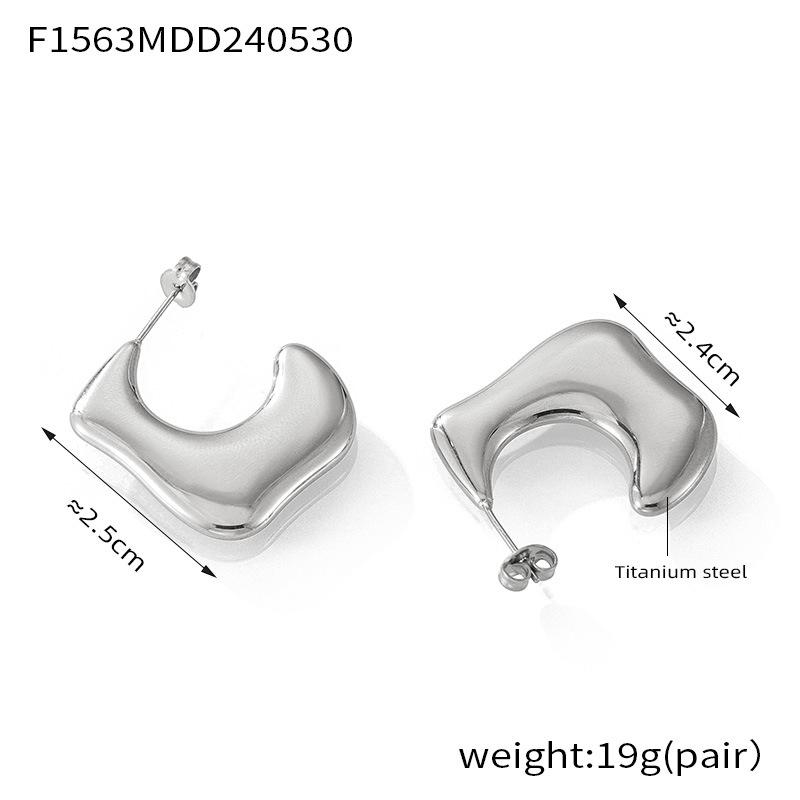 Exaggerated Gold-Plated Titanium Steel Stud Earrings: Chic French Niche Design for Women