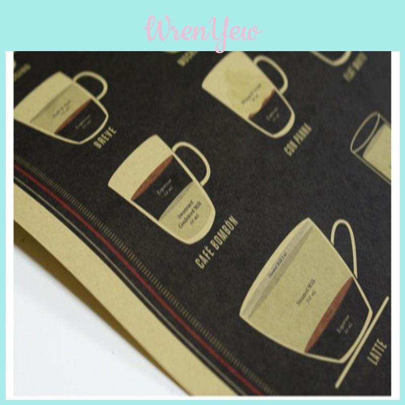 Cafe Coffee Nostalgia Retro Classic Kraft Paper Poster For Vintage Wall Art**