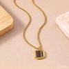 Unisex Stainless Steel Tiger Eye & Lapis Lazuli Square Pendant Necklace