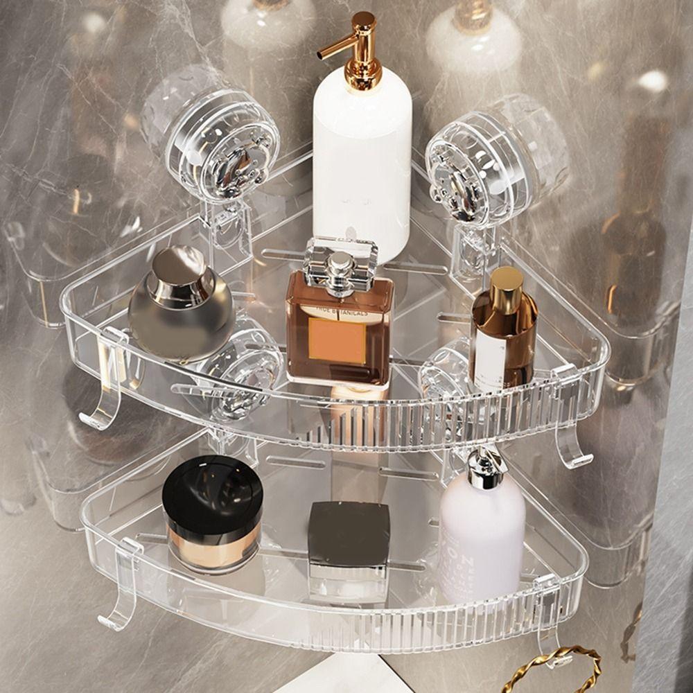 

Transparent Corner Storage Shelf Acrylic Shower Storage Basket for Home прозорий колір чорний
