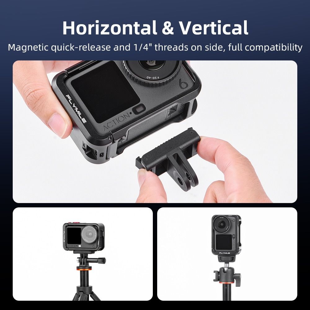 Built-in Cold Shoe Protective Case Camera Frame for DJI Osmo Action 6 Action Camera Accessories