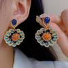 Luxurious Zircon Water Drop Flower Earrings Retro Court Style Fashion Earring Jewelry for Women Party Dainty Gifts