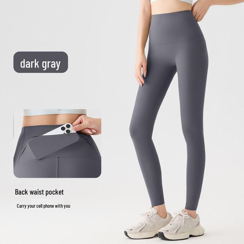 Spring 2026 Slim Fit Yoga Pants: Abdominal and Hip Support, Back Waist Pocket, Solid Color, Outdoor Wear, Tight-Fitting, Thin Style, New Arrival.