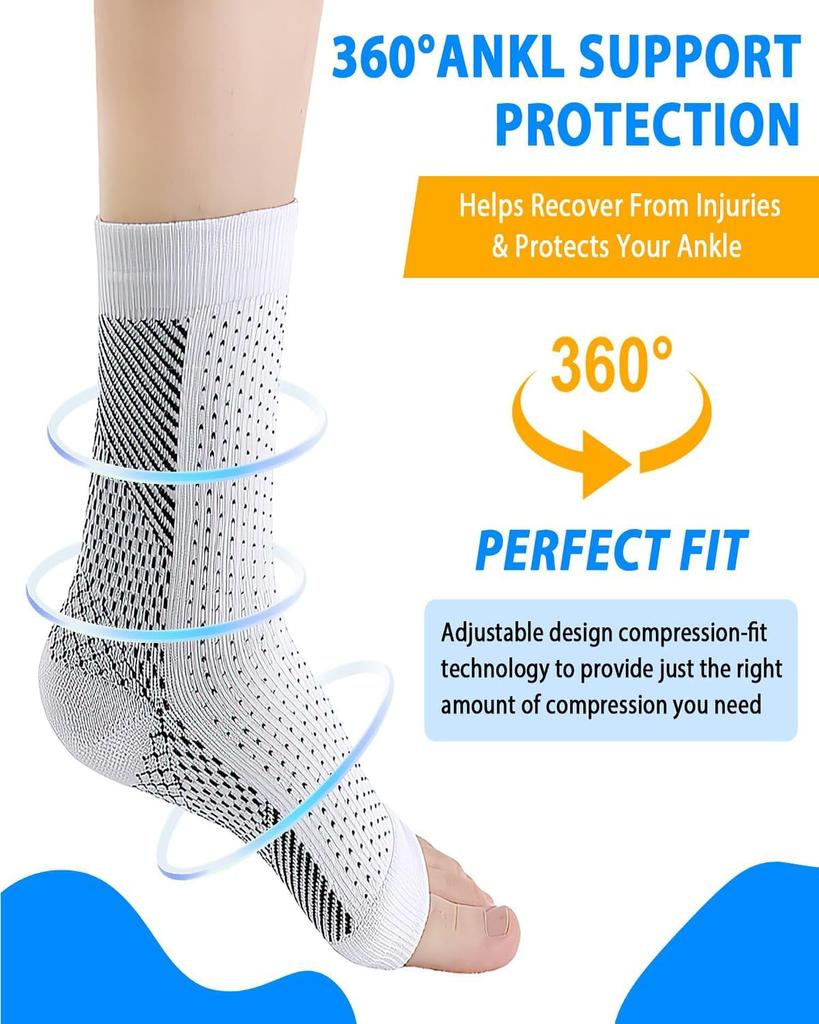 NHCDFA 3 Pairs Compression Socks for Women, Neuropathy Socks, Arch Support, Foot & Ankle Swelling, Achilles Tendon, Heel Pain, Injury Recovery (I
