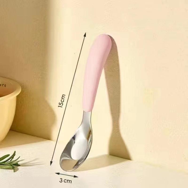 BPA Free Stainless Steel Baby Feeding Spoon Creative Flat Bottom Scoop Easy To Clean for Home Infant Feeding Use