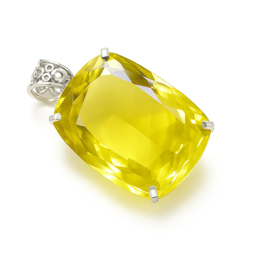 Naturlig Gul Safir 104 ct Kuddslipad 925 Sterling Silver Hänge Ädelstenar För Gåva AI-67-NS