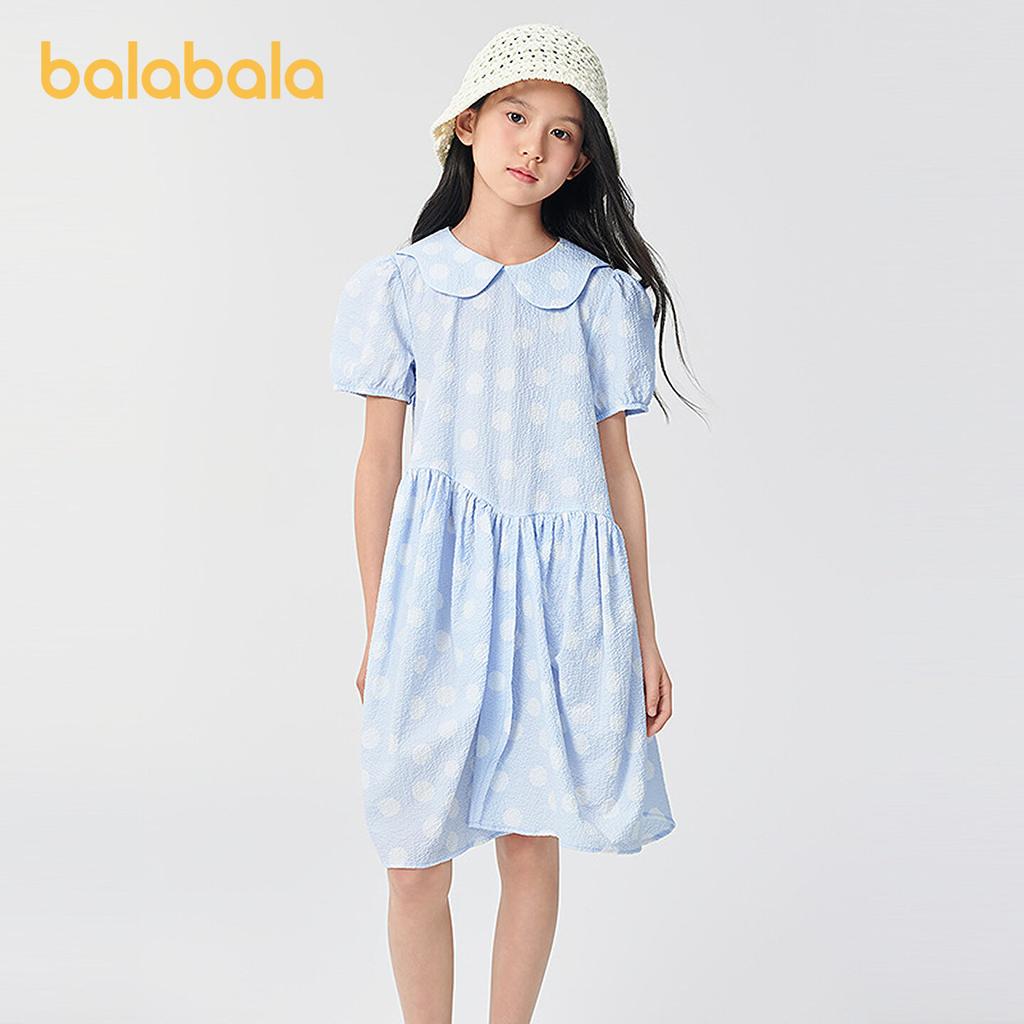 Balabala Children's Clothing Girls' Dress 2025 New Summer Clothing Bubble Texture Princess Skirt