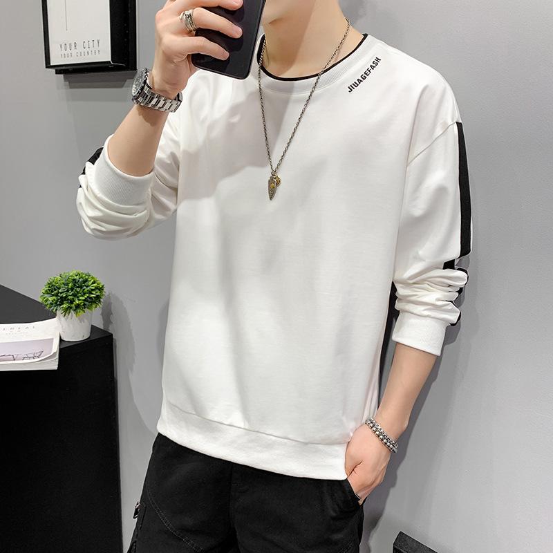 Men's Sweatshirt Spring New Youth Hong Kong Style Casual Loose Round Neck Long Sleeve Versatile T-shirt Bottoming Shirt