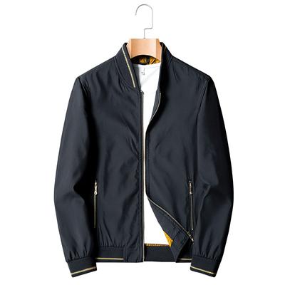 Middle -Aged Jacket Spring And Autumn Business Casual Solid Color Baseball Collar Jacket
