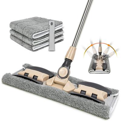 360° Rotating Flat Floor Mop with 127CM Adjustable Handle Dusting Microfiber Pad Lazy Mops Rectangular Home Floor Cleaning Tool