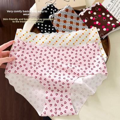 Ladies Summer Sweet Ice Silk No Trace Breathable Comfortable Extended Bottom Crotch Waist Triangle Briefs