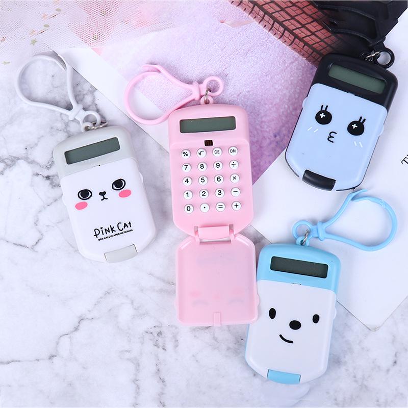 Cartoon Animal Flip-Top Mini Calculator Pendant for Kids