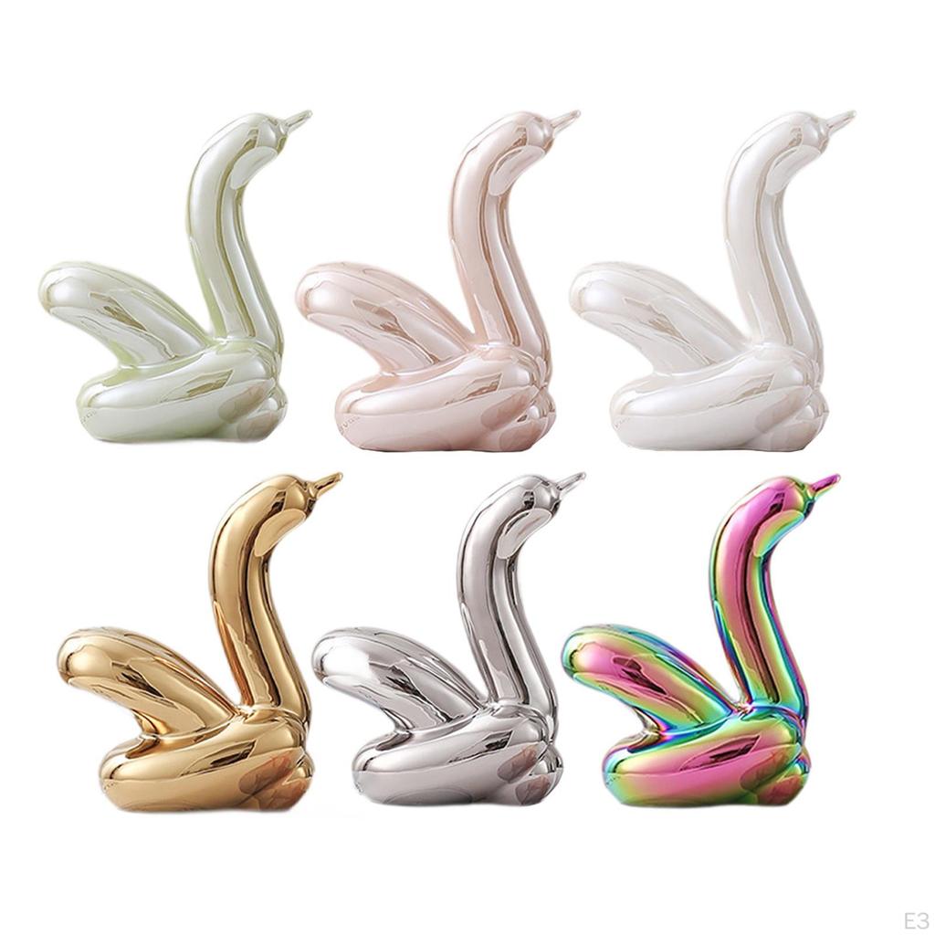 Ceramic Swan Statue Table Decoration Glazed Home Decor for Office Desk Entry