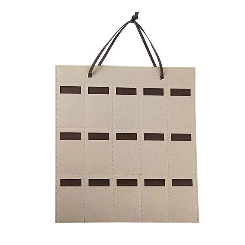 

15 отделений Фетровый держатель-подставка для очков для солнцезащитных очков, хранение очков, дисплей, подвесная сумка, настенный карман, коробка-органайзер для хранения бежевый