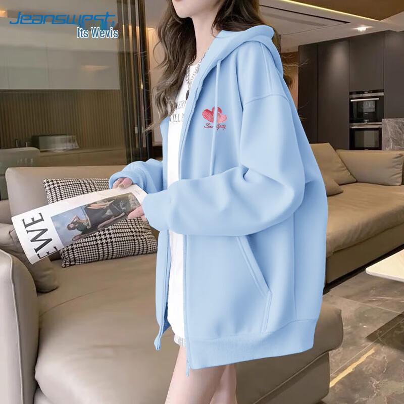 JEANSWEST Women's Oil Painting Heart Zip-Up Hoodie