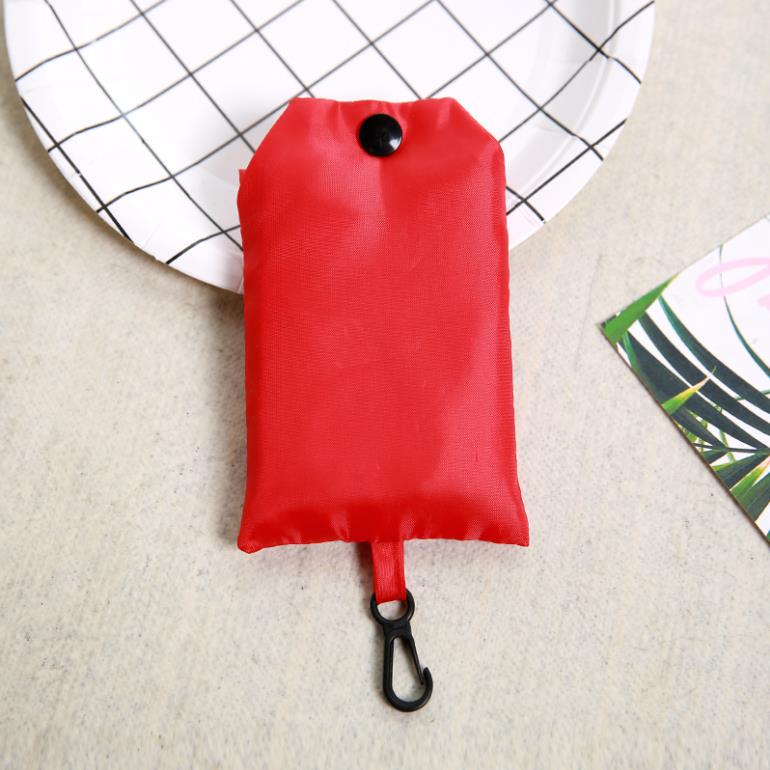 Shopping Bag Solid Color Eco-friendly Folding Reusable Portable Shoulder Handbag Polyester for Travel Grocery