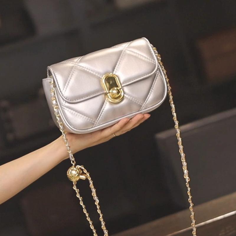 Silver Mini Bag Women'S Summer Fashion Diamond Chain Messenger Bag Women'S Light Luxury High-End Small Square Bag