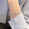 Irregular Hollow Four Pointed Star Design Bracelet for Women Silver Trendy Imitation Pearls Chain Bracelets Jewelry