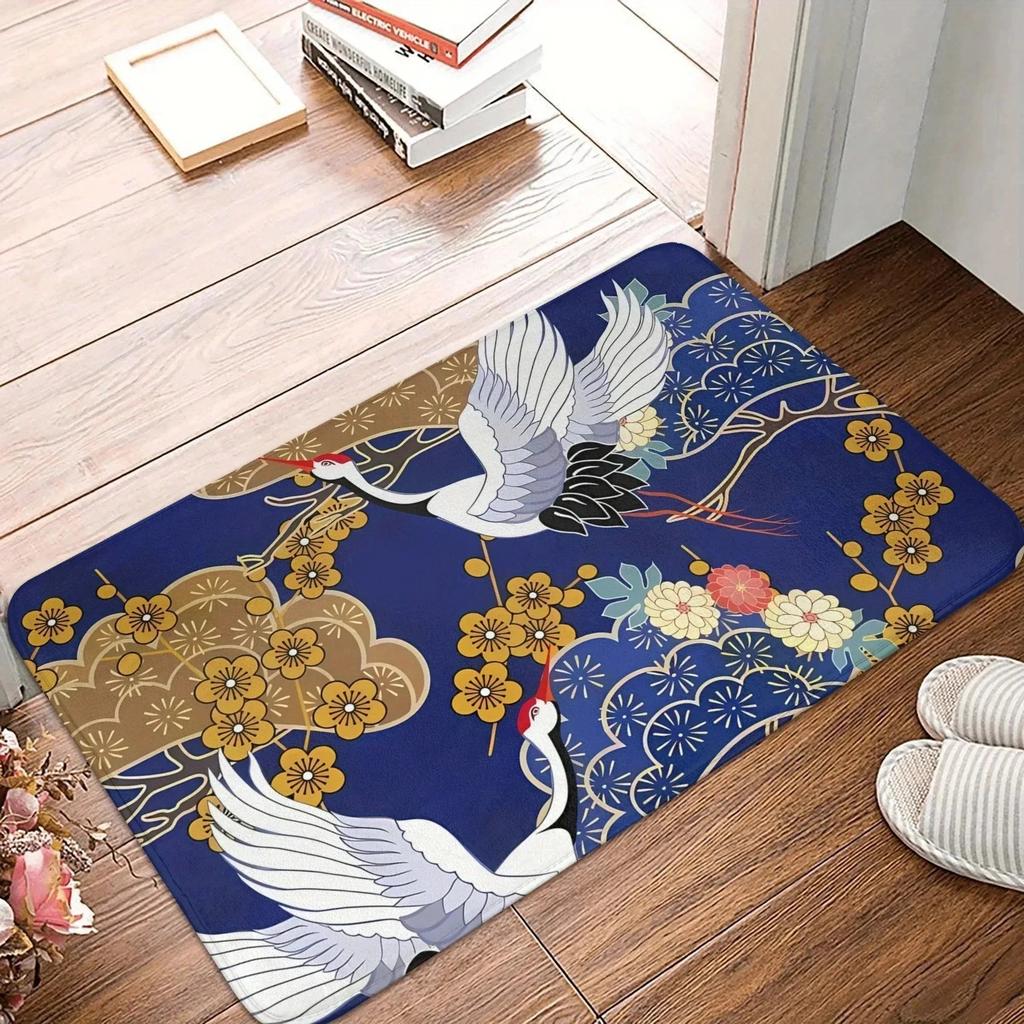 1PC Flower Bird Pattern Kitchen Rugs Non-Slip Door Mats Pop Design Bathroom Rug Bath Mat Carpet for Home Sink Laundry Decor