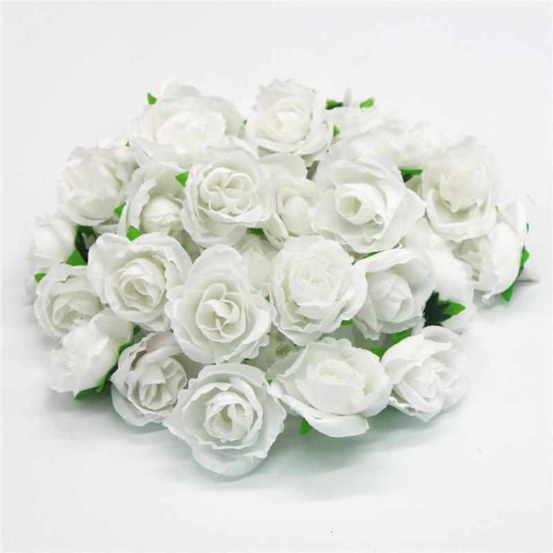 50pcs Fake Artificial  Silk  Rose  Heads Flower  Buds Home Bouquet Wedding Diy Craft