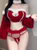 Anime Christmas Sexy Lingerie Party Cosplay Costumes Outfit Erotic Cute Sleepwear Maid Open Bra Crothless Hollow Underwear Set