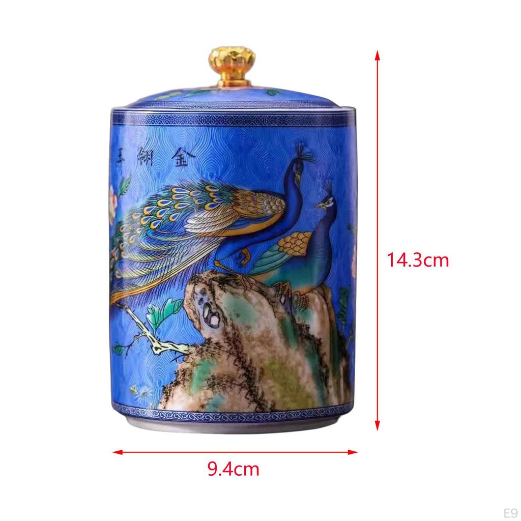 Ceramic Tea Canister Storage Bottle Jar Glazed Hand Painted Container Sealed