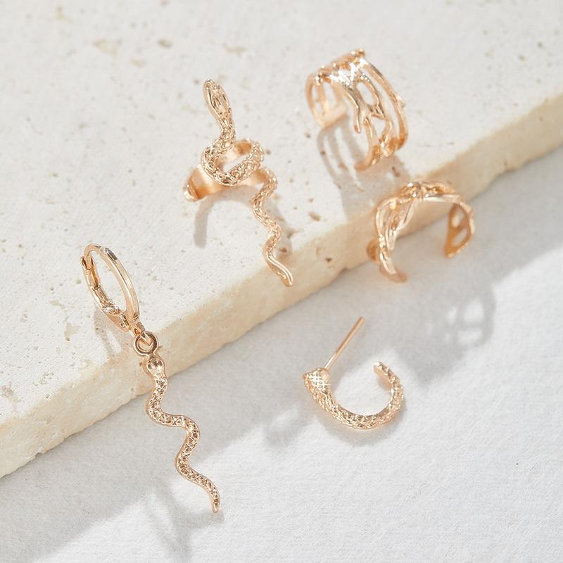 Exaggerated Snake-shaped Long Drop Earrings Retro Irregular Earrings Ear Clip Women's Personalized Creative Party Zircon Gift