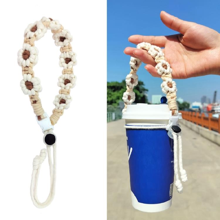 Outdoor Water Bottles Handle Handwovens Flower Cord Drink Bottle Carriers Strap