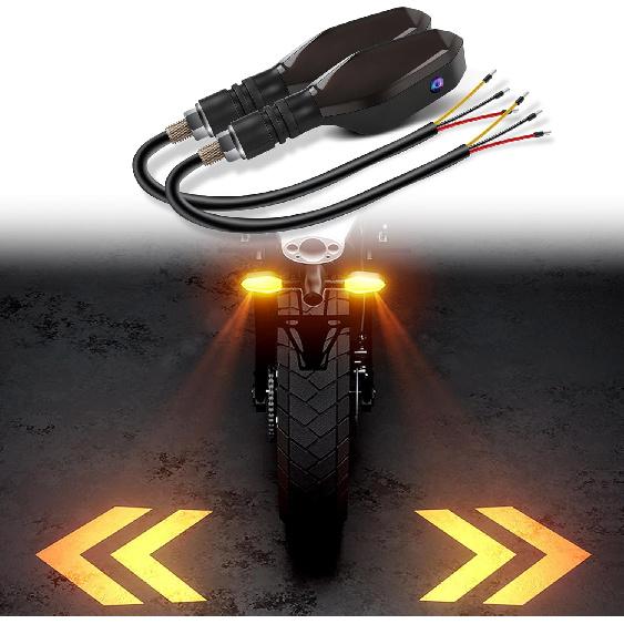 2PCS Led Motorcycle Turn Signals Projector Blinkers, Motorcycle Front Rear Turn Signals with Projection Arrow, 3 Wire Turn Signal Lights for Diamond Shape