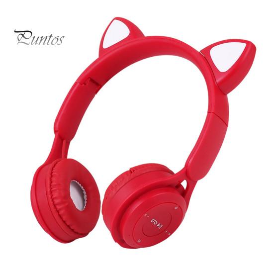 

MZ08 Беспроводные наушники Bluetooth-совместимые 5.0 Интеллектуальное шумоподавление Стерео объемный звук Тяжелые басы Складное хранилище Милый кот с градиентным освещением красный