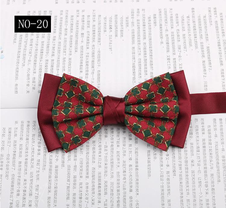 Gemusterte Fliege Herren Imitationsseide Druck Retro High-End Französisches Hemd Amtlich Fotografie Hochzeit Schleife Kragen