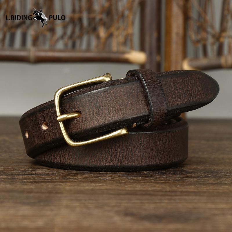 Thickened Genuine Leather Cowhide Belt for Women Pin Buckle Simple Retro Versatile Belt for Women