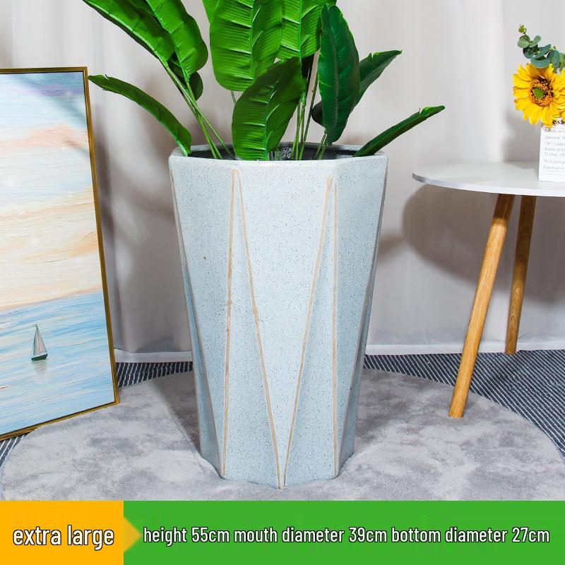 Large Light Luxury Ceramic Flower Pot for Floor or Table, XL Diameter, Album Style for Green Plants & Silk Flowers