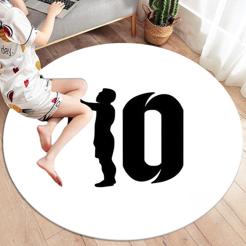 Lionel Messi Round Area Rug,Carpet Rug for Living Room Bedroom Sofa Playroom Decor,Non-slip Floor Mat