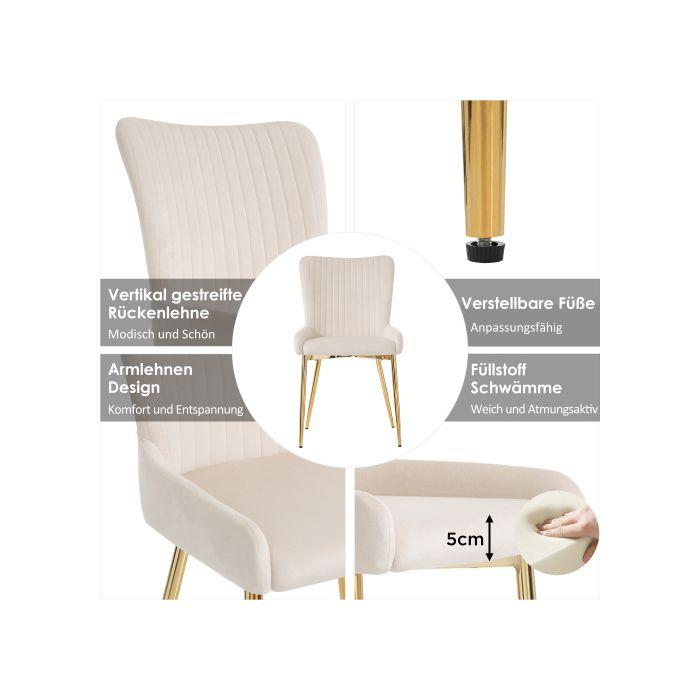 Chaises de salle à manger - MUVOE - Lot de 4 - Velours beige - Confortable - Design contemporain
