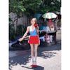 Kumikumi Sweet Gyaru Set Women Contrast Color Plaid Cami Summer High Waist Red Skirt Two-piece Set