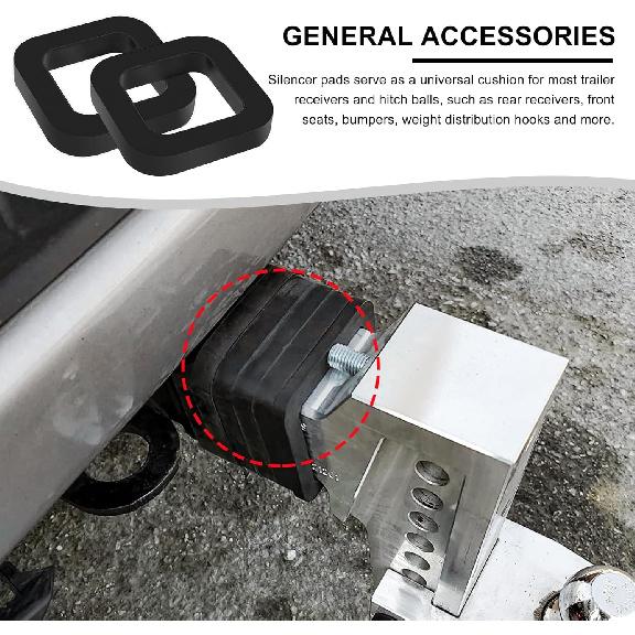 4 PCS Hitch Receiver Silencer Pads, 2.5 Inch Trailer Hitches Rubber Cushion for Adjustable Ball Mounts, Thickened Hitch Silencer Pad Buffer Reduce