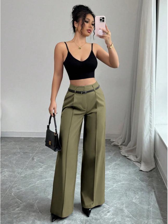 European and American 2025 Autumn/Winter Women's Casual High-Waisted Loose Straight-Leg Suit Pants