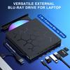 External Blu Ray Drive with 4 USB Ports and TF/SD Card Slot,USB 3.0/Type-C Blu Ray Burner Portable BD DVD CD Player for Laptop