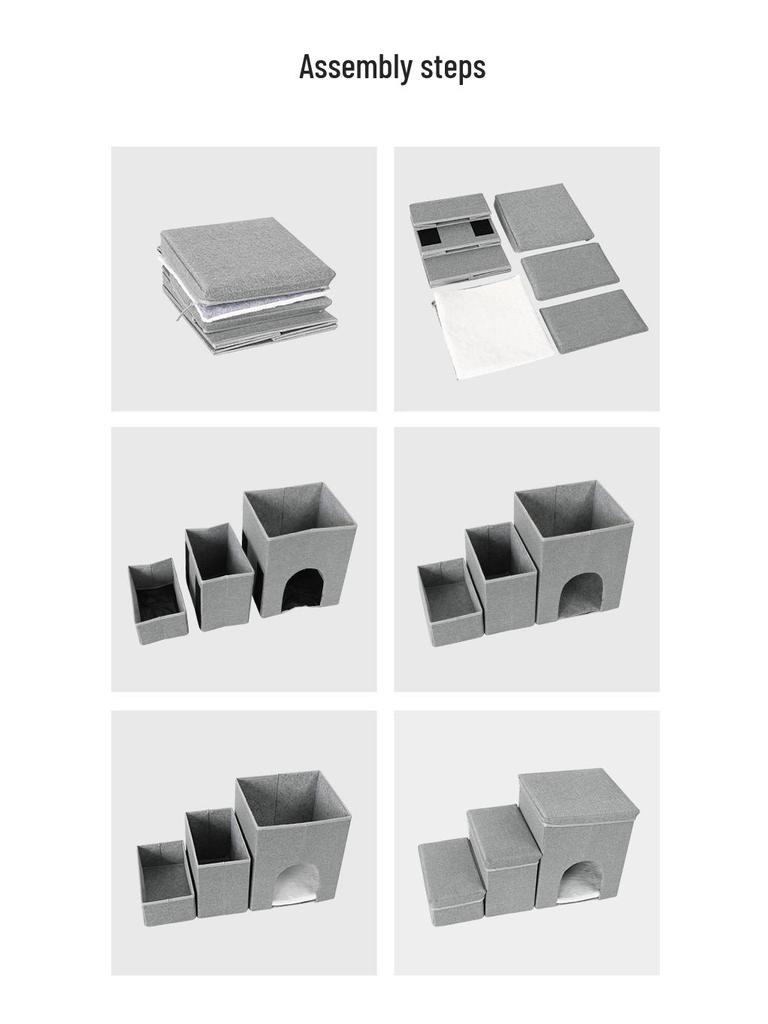 Foldable Three-Layer Storage Box Dog Steps with Nest for Small Pets
