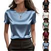 Tops de Primavera para Mujer Camisas de Verano para Mujer Blusa de Satén de Manga Corta Tops de Verano para Mujer Ropa Elegante Casual para Oficina