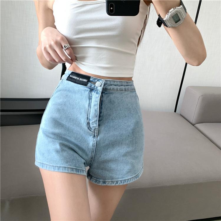 

High-waisted Denim Shorts Women s Summer Clothes Elastic Tight-fitting Hip-lifting Leggings Small Outer Shorts 2XL синій