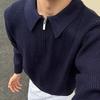 Men's Trendy Lapel Knit Half-Zip Sweater - Fashionable Korean Style Winter Wear