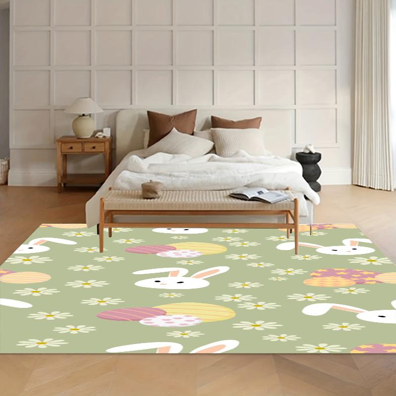 Light Green Alfombra Happy Easter Eggs Rugs Cute Carpets for Living Room Rug Kids Play Mat Home Decor Gift Bedroom Decor Carpet