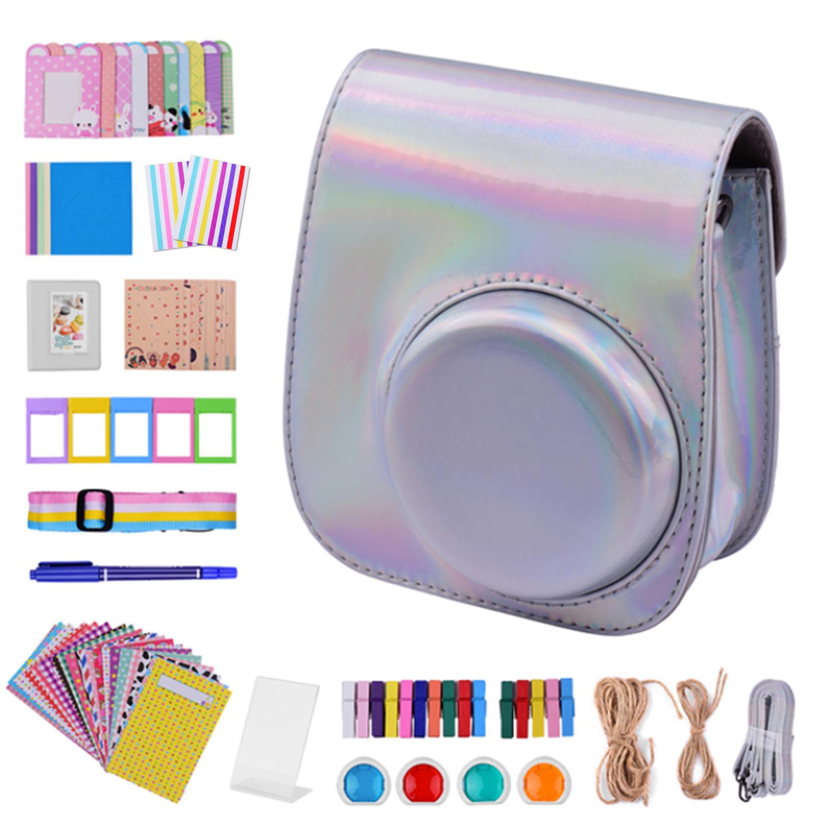 

12 in 1 Camera Bag with Removable Detachable Strap Instant Camera Accessories Bundle for Fujifilm Instax Mini 12/11 Instant Cam серебряный