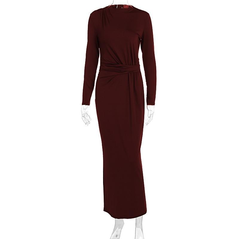 Women European Style Long Sleeve High Waist Slim Fit Long Mermaid Dress