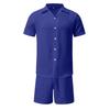 2023 Hot-selling Men's Cotton-Linen Hawaiian Turn-Down Collar Short Sleeve and Shorts Set